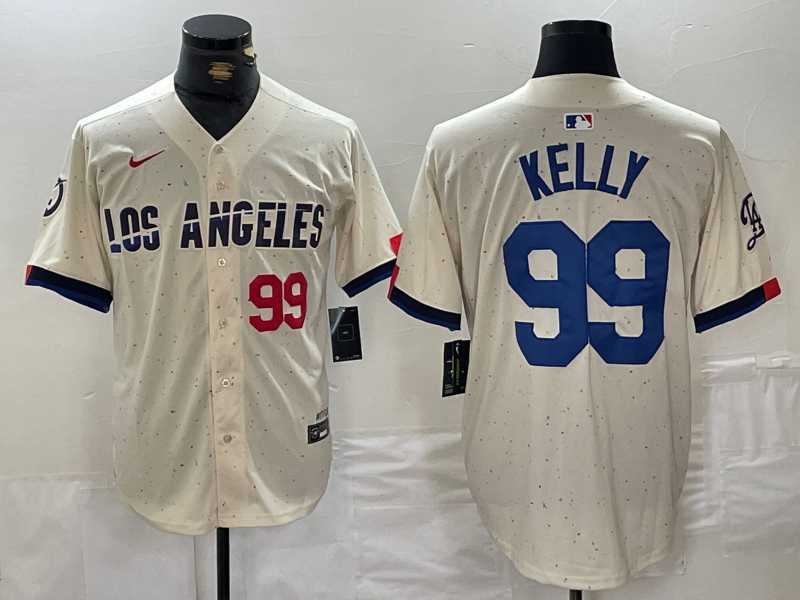Men%27s Los Angeles Dodgers #99 Joe Kelly Number Cream 2024 City Connect Limited Stitched Jersey->los angeles dodgers->MLB Jersey